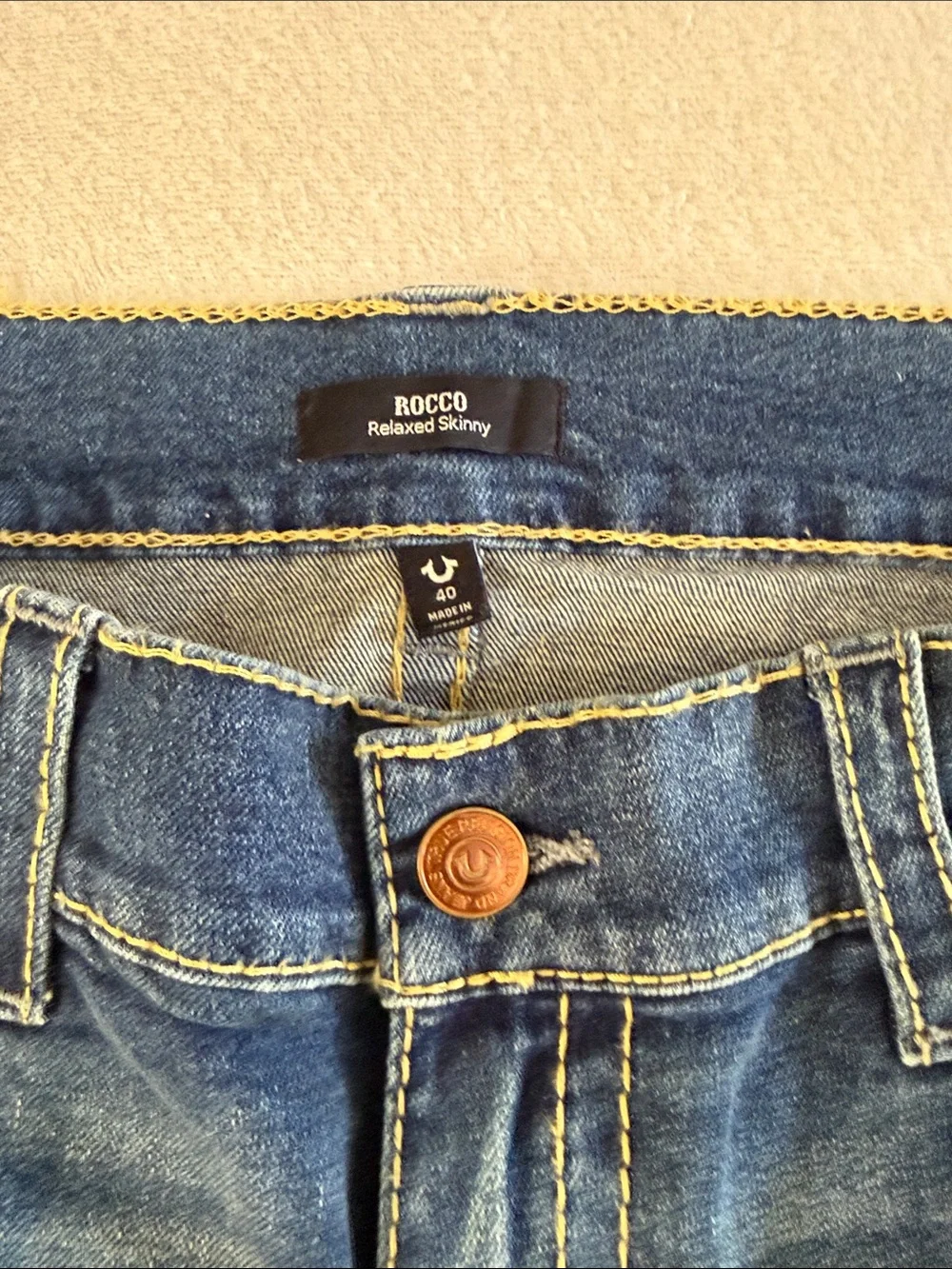 True Religion Blue Relaxed Fit Denim Shorts